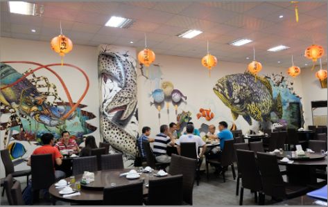 东兴海鲜餐厅墙体彩绘